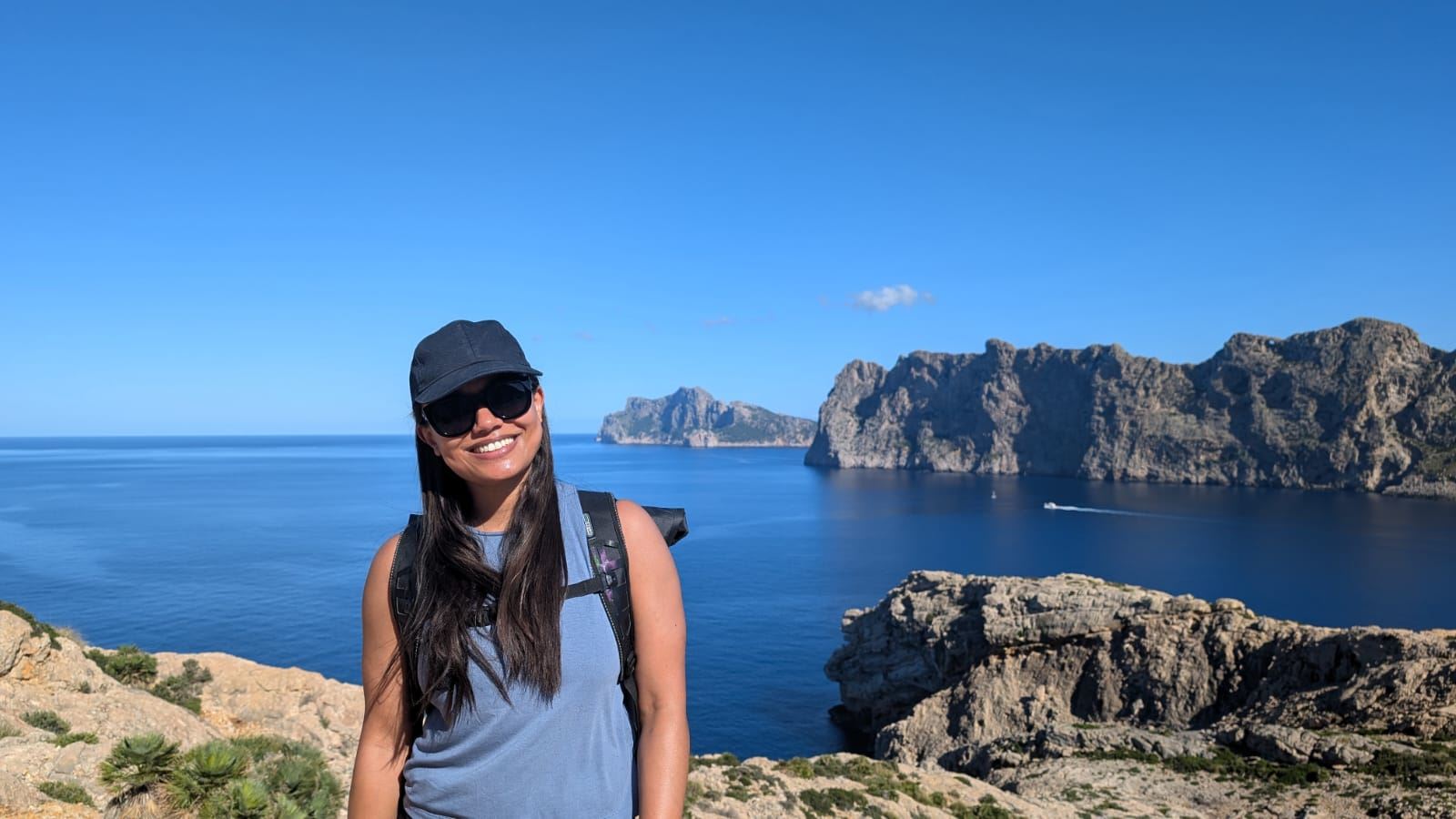 Hiking the coastal cliffs near Cala Sant Vicen&ccedil;
